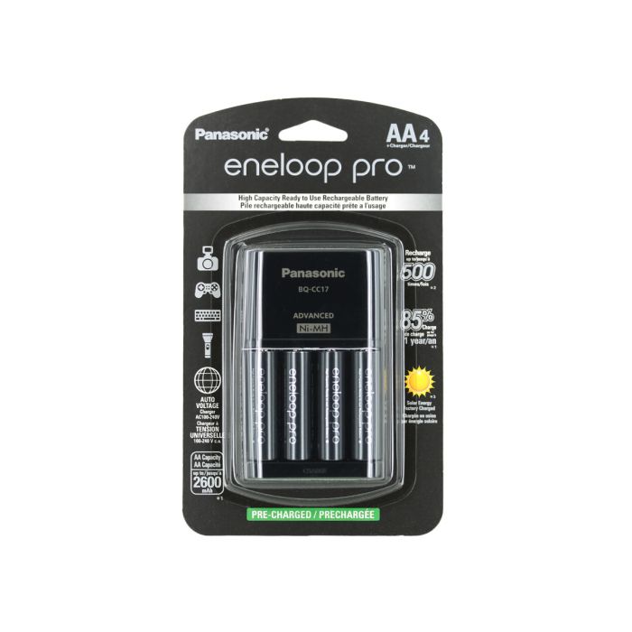 Eneloop Pro 4-Position Charger with 4 x High Capacity Ni-MH Rechargeable AA Batteries Included