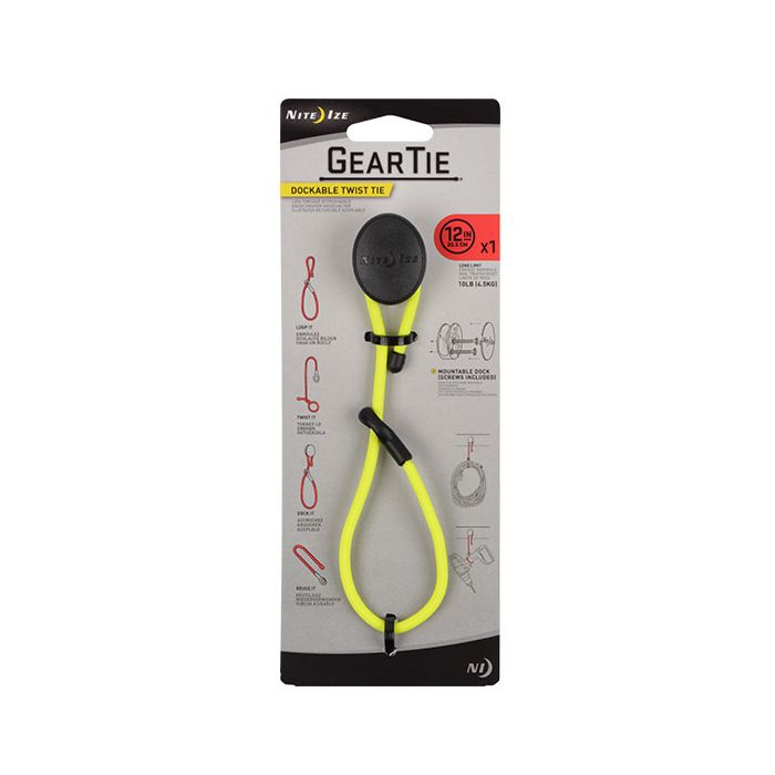 Nite Ize Gear Tie Dockable, 12-Inch, Neon Yellow