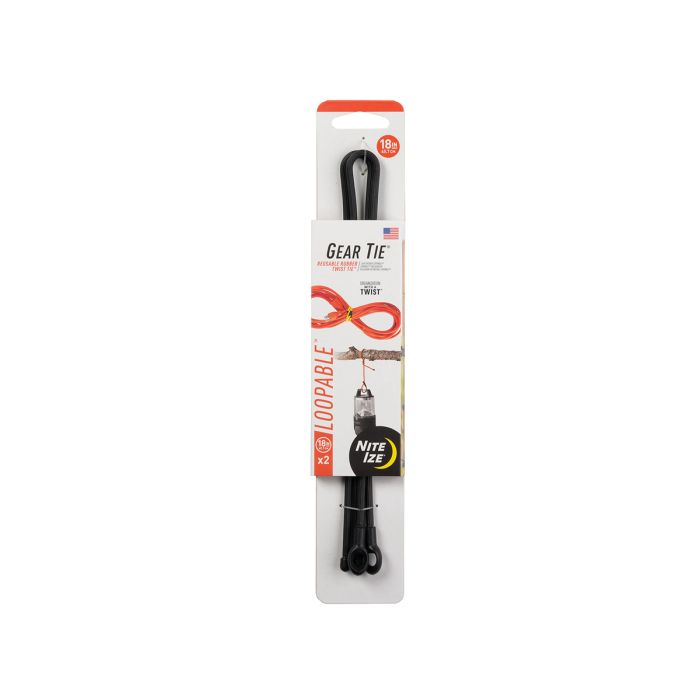 Nite Ize Gear Tie Loopable Twist Tie 18 in. - 2 Pack - Black