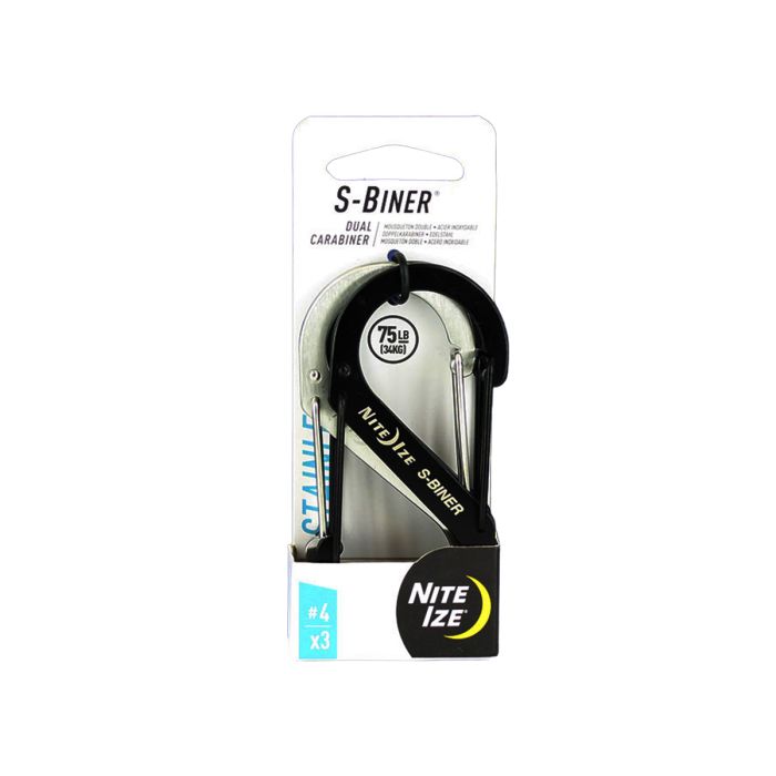 Nite Ize S-Biner Stainless Steel Dual Carabiner #2 - 3 Pack - Black/Stainless