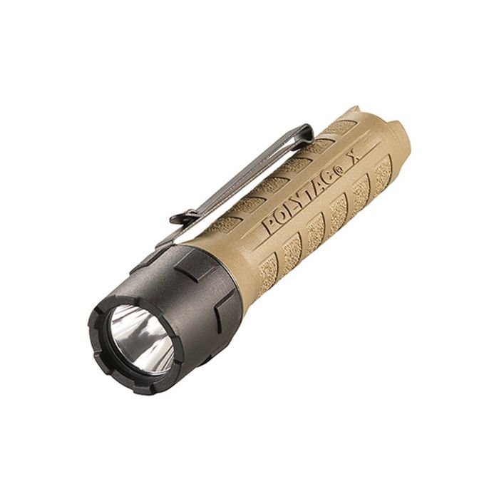Streamlight 88605 PolyTax X Flashlight - Uses 2 x CR123A (Included) or 1 x 18650 Battery - 600 Lumens - Box Packaging - Coyote