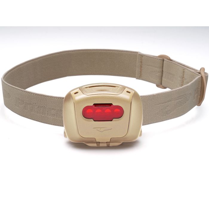 Princeton Tec Quad Tactical Headlamp - 78 Lumens - Includes 3x AAA - Includes Swappable RGB Light Filters - Tan