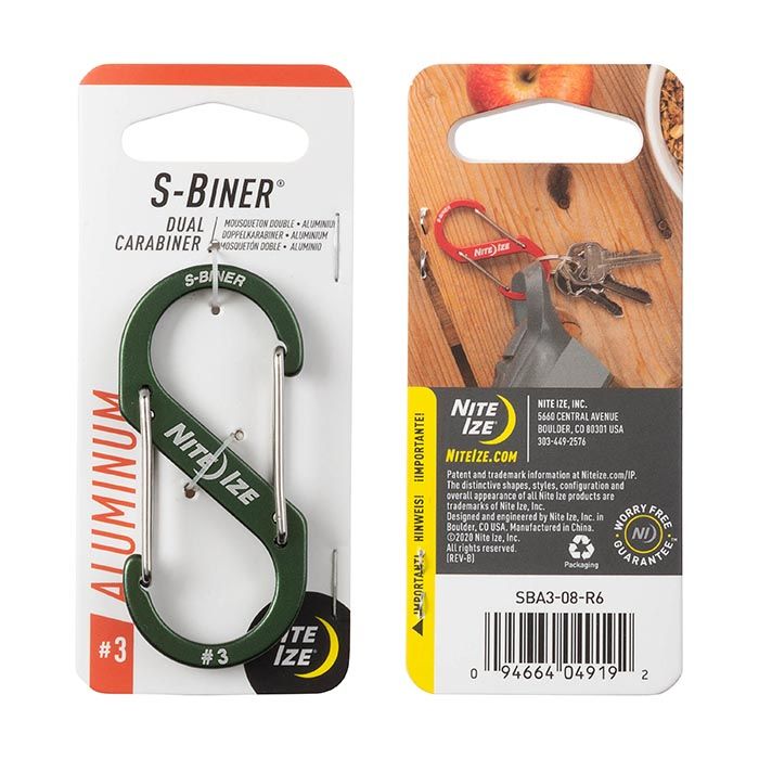 Nite Ize S-Biner Aluminum Dual Carabiner #3 - Olive