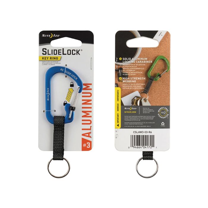 Nite Ize SlideLock Aluminum Key Ring Carabiner - Blue