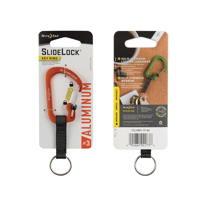 Nite Ize SlideLock Aluminum Key Ring Carabiner - Orange