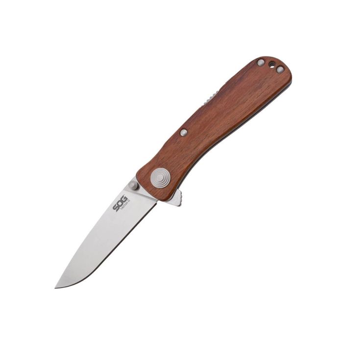 SOG Twitch II Folding Knife - 2.65" Folding Knife - Wood Handle, Satin Finish
