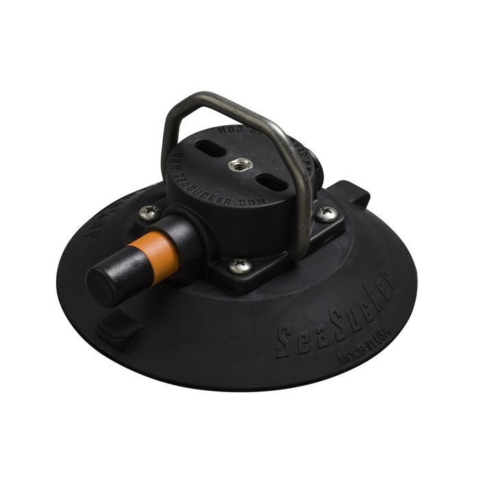 SeaSucker 6" SeaSucker with Flat-Top Stainless Steel D-Ring - Black